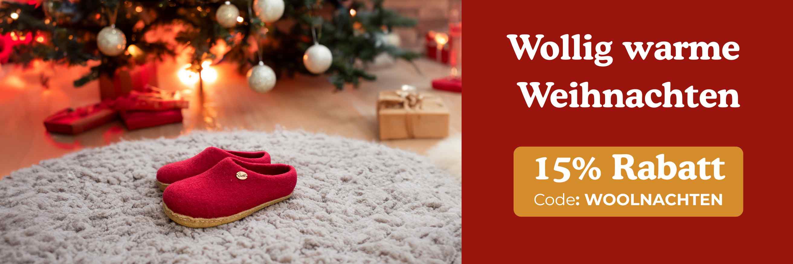 Weihnachts-Sale: 15% Rabatt auf alle Hausschuhe