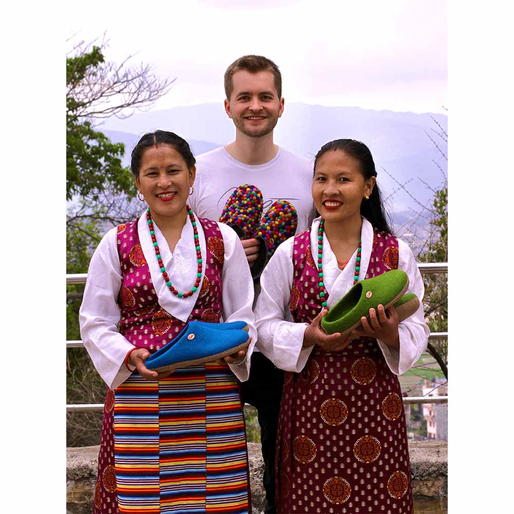 Barfuß-Hausschuh Footprint, grün