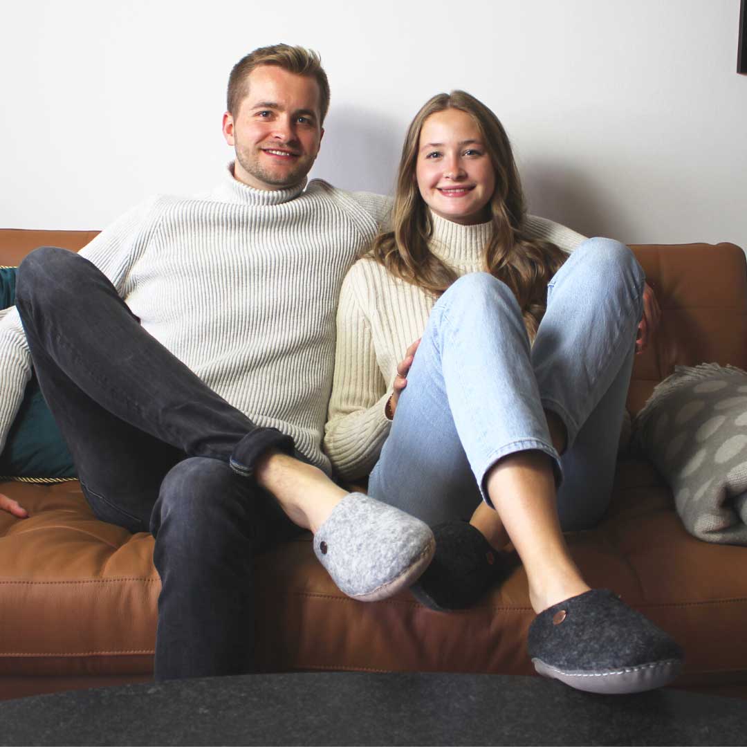 Barfuß-Hausschuh Footprint, graphit