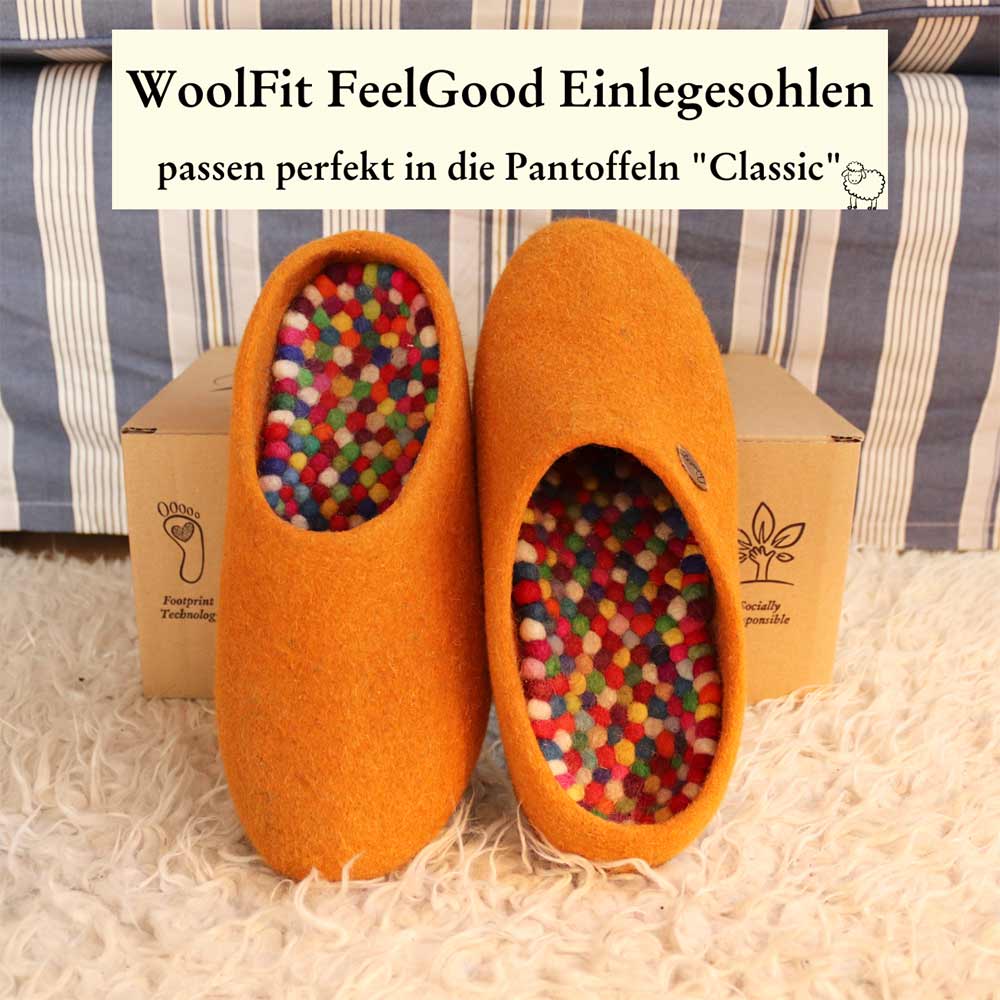 Filzpantoffeln mit Einlagen Classic, orange