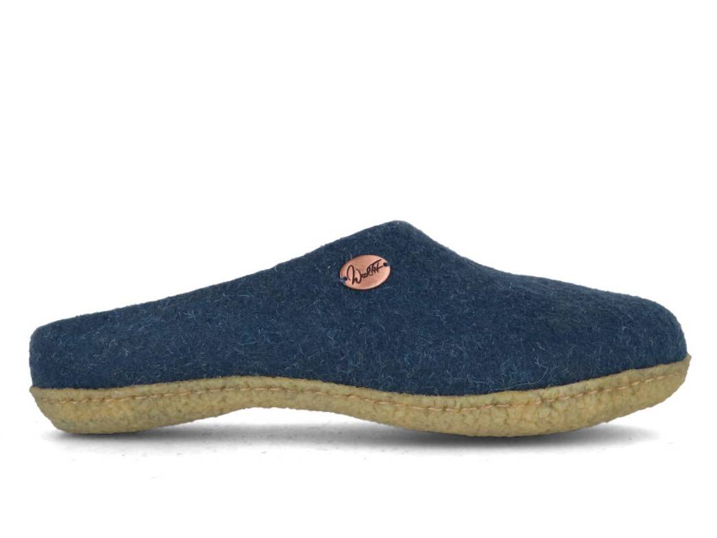 Filzpantoffeln mit Einlagen & Gummisohle Classic, blau