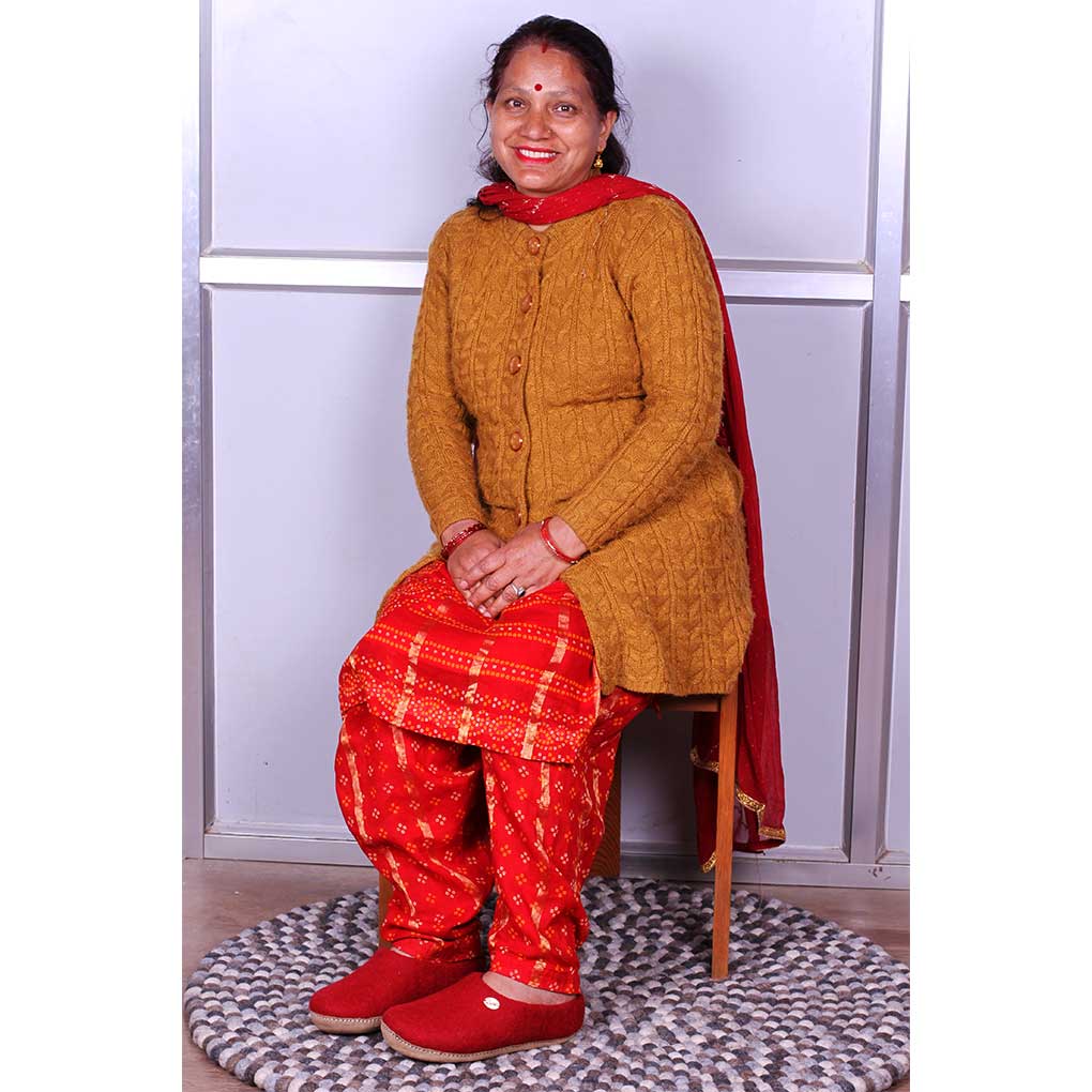 Barfuß-Hausschuh Footprint, dunkelrot