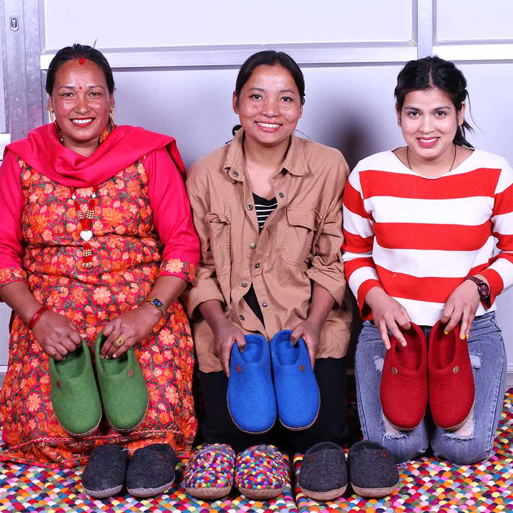 Barfuß-Hausschuh Footprint, grün