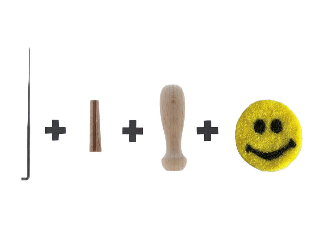Filzsticker Smiley, handgefilzt, gelb