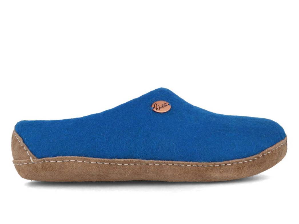 Barfuß-Hausschuh Footprint, blau