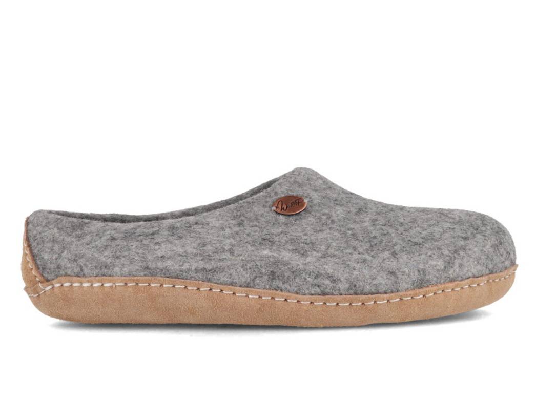Barfuß-Hausschuh Footprint, steingrau