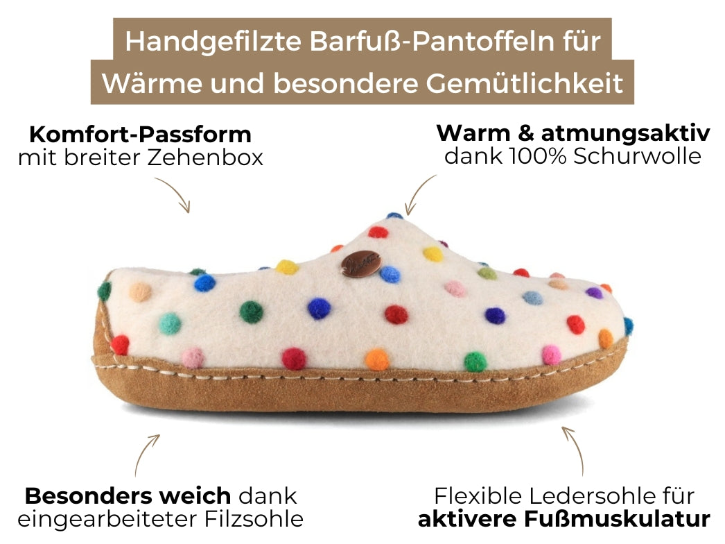 Barfuß-Hausschuh Footprint, gepunktet