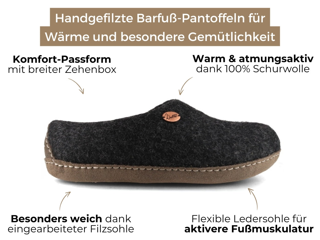Barfuß-Hausschuh Footprint, graphit