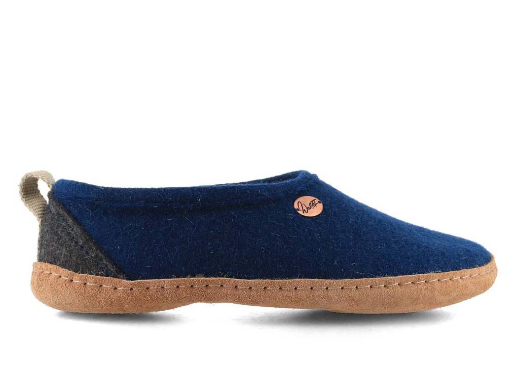 Hohe Filzhausschuhe Highland, blau