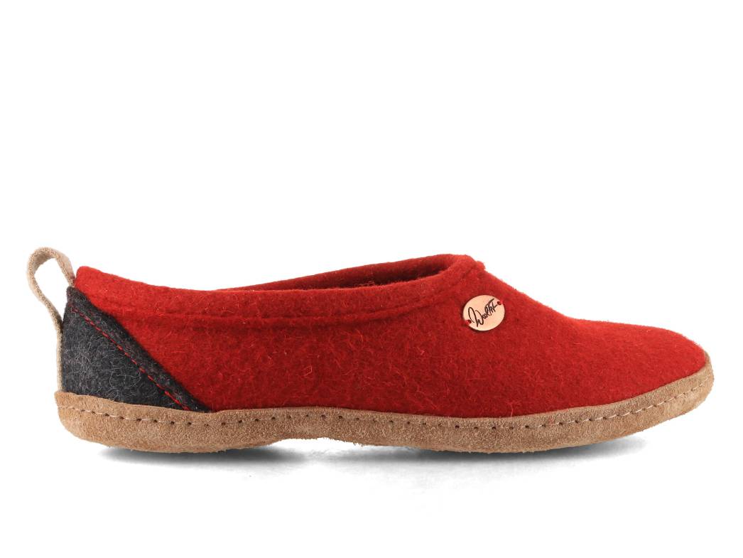 Hohe Filzhausschuhe Highland, rot