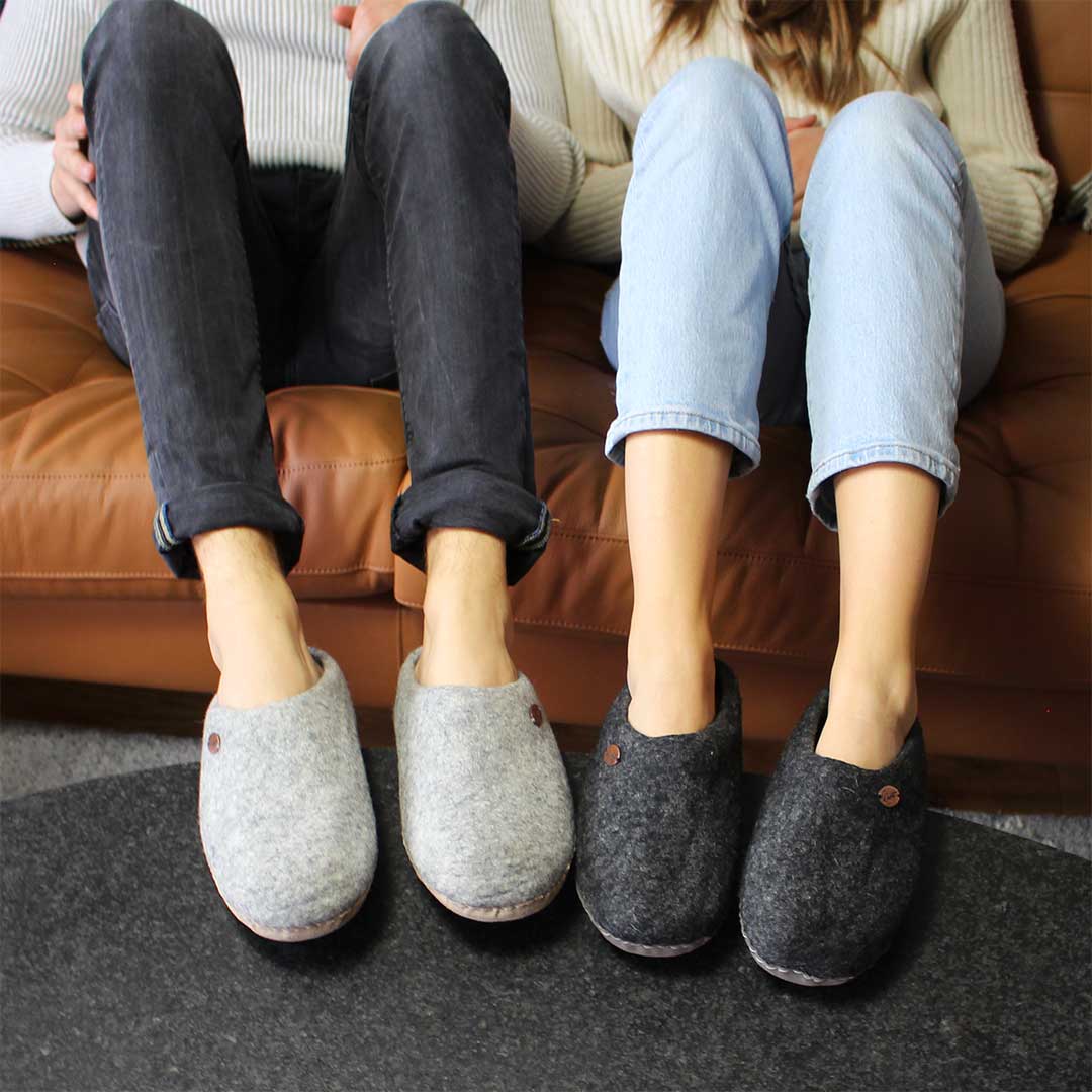 Barfuß-Hausschuh Footprint, graphit