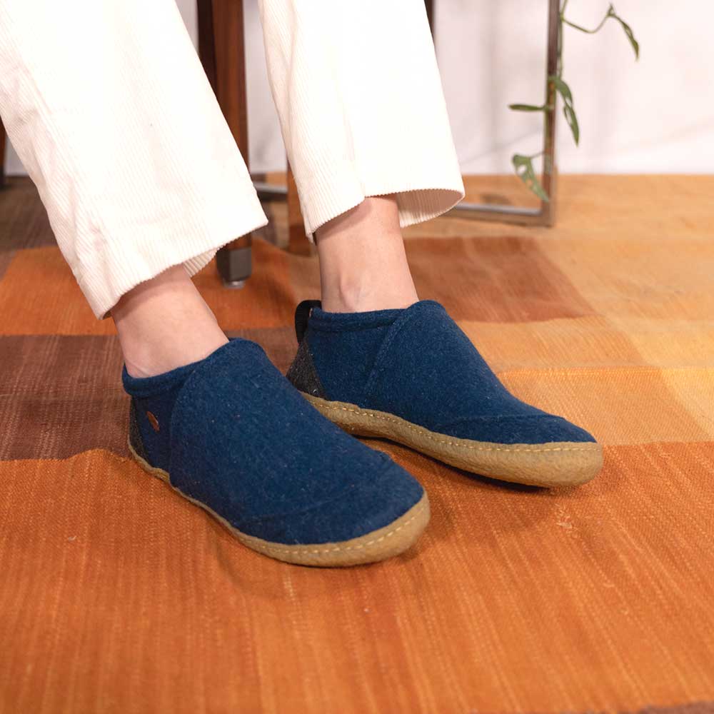 Büro-Hausschuhe Taiga mit Gummisohle, blau