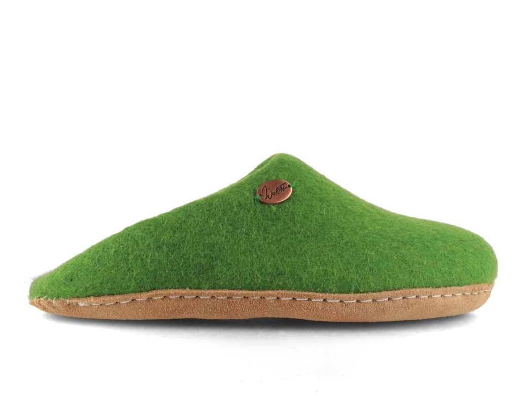 Offene Filzpantoffeln ohne Fersenrand Tibet, grasgrün
