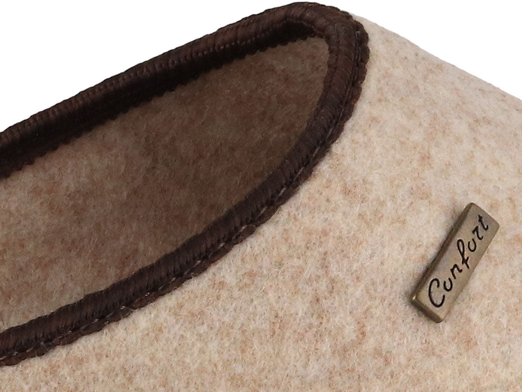 Tuffeln Komfort vegane Filzpantoffeln, beige