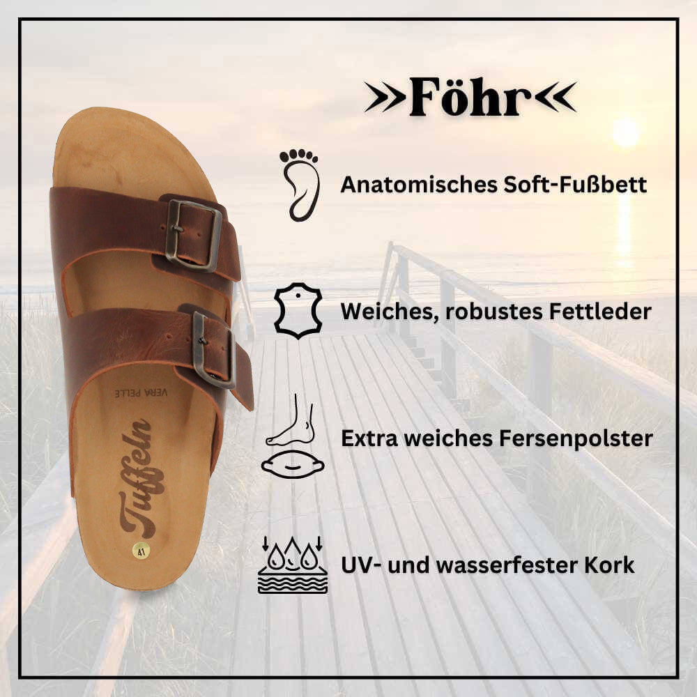 Tuffeln Föhr Ledersandale, dunkelbraun