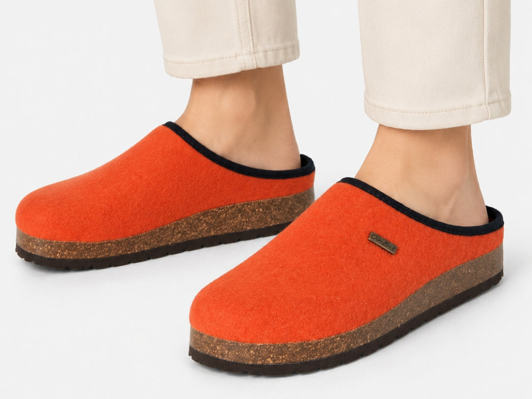 Tuffeln Komfort vegane Filzpantoffeln, orange