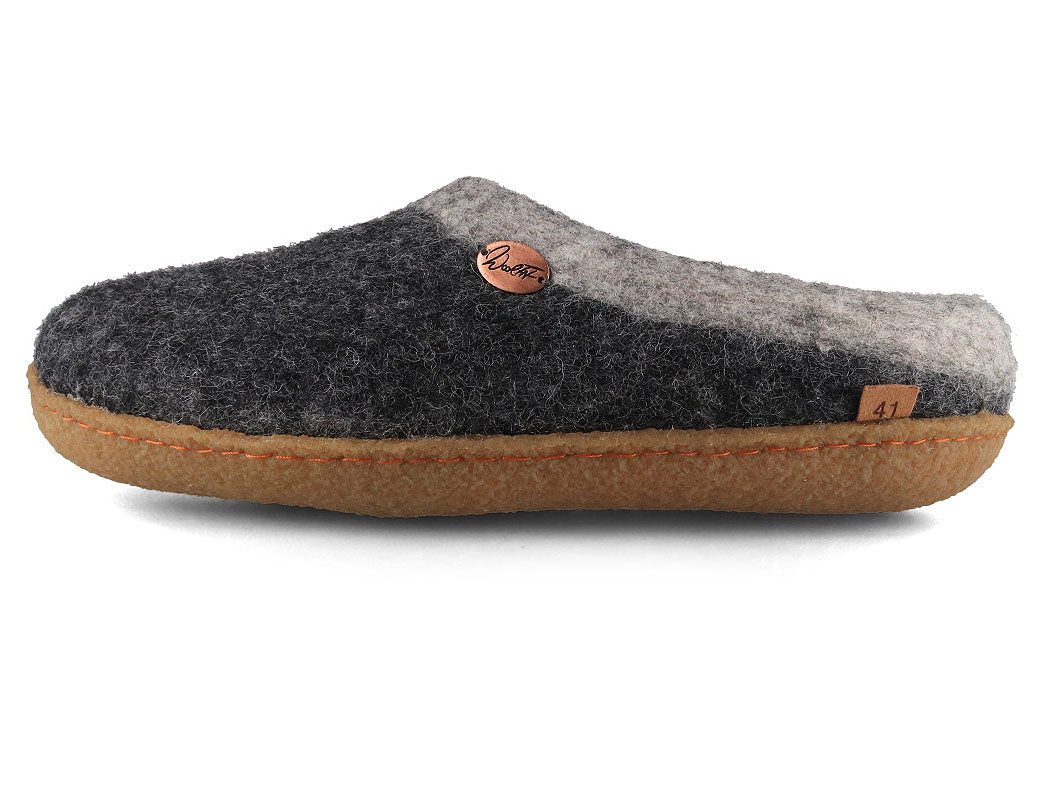 Sherpa Filzpantoffeln mit Fußbett & Naturgummisohle, grau