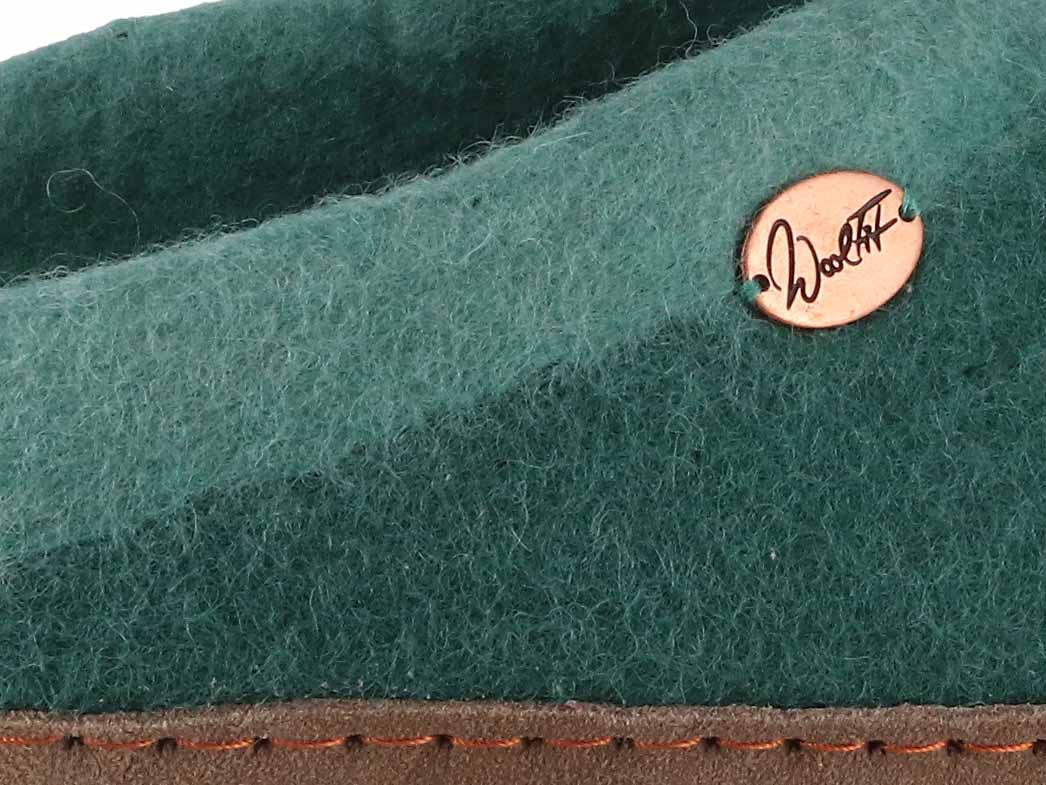 Sherpa Filzpantoffeln mit Fußbett & Ledersohle, grün