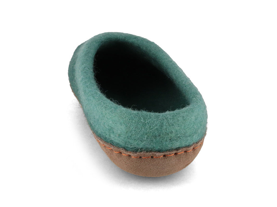 Sherpa Filzpantoffeln mit Fußbett & Ledersohle, grün