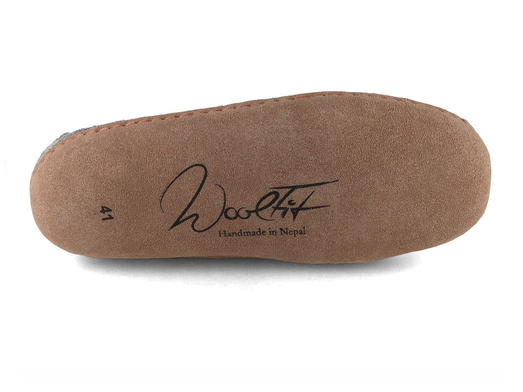 Sherpa Filzpantoffeln mit Fußbett & Ledersohle, grau