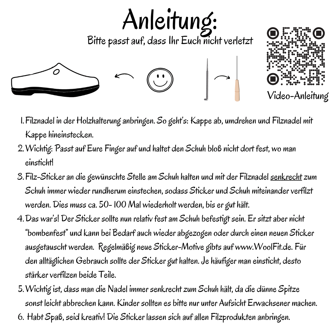 Filzsticker Smiley, handgefilzt, gelb