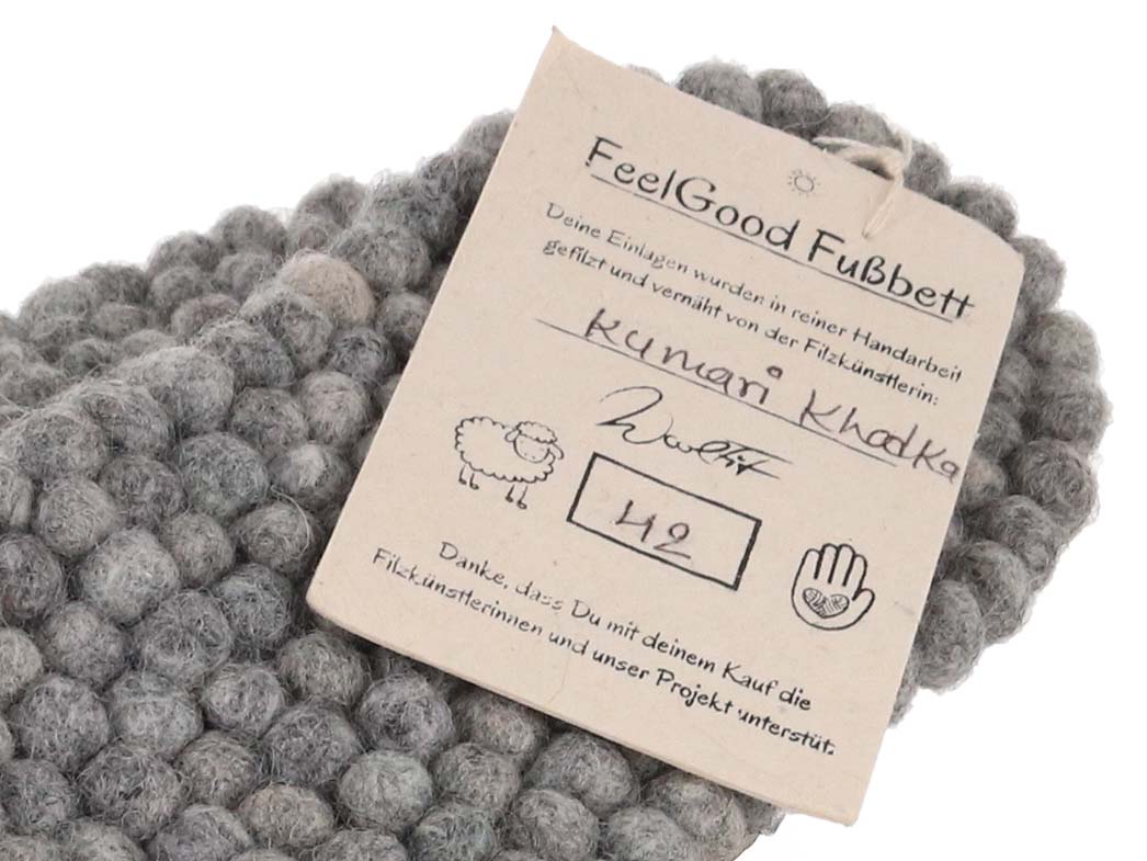 FeelGood Fußbett Filzkugel-Einlegesohlen, steingrau