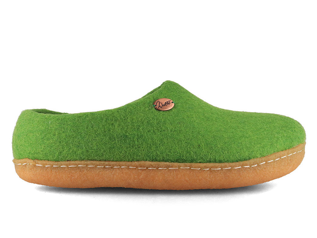 Barfuß-Hausschuh Footprint mit Naturgummisohle, grün