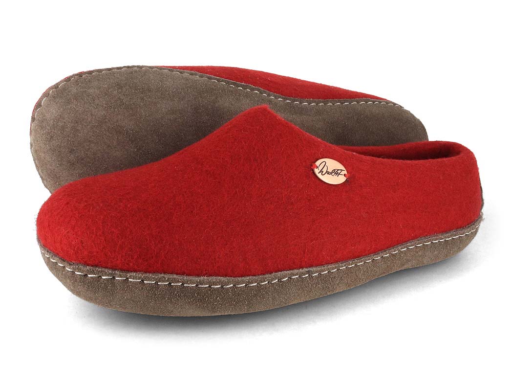 Barfuß-Hausschuh Footprint, dunkelrot