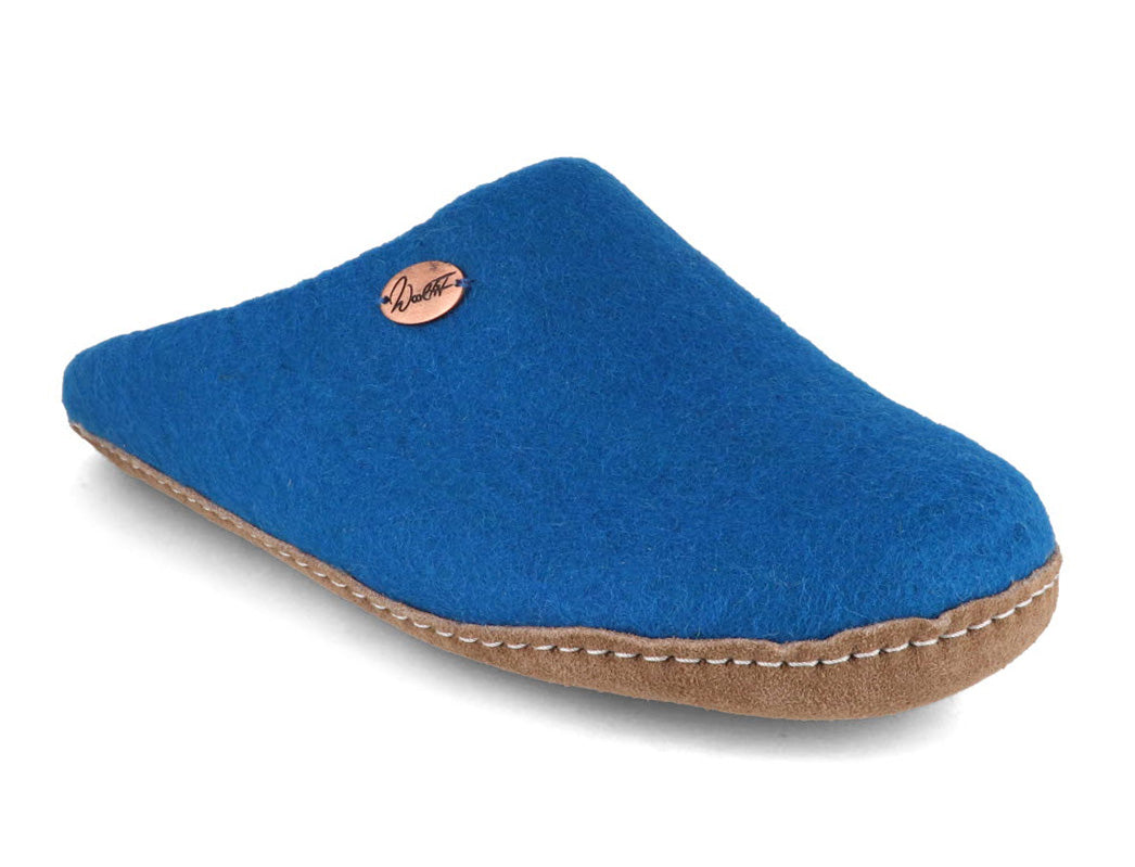 Offene Filzpantoffeln ohne Fersenrand Tibet, blau