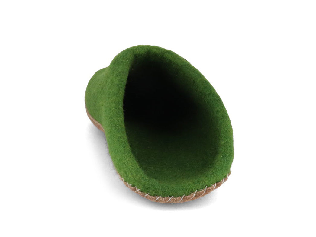 Offene Filzpantoffeln ohne Fersenrand Tibet, grasgrün