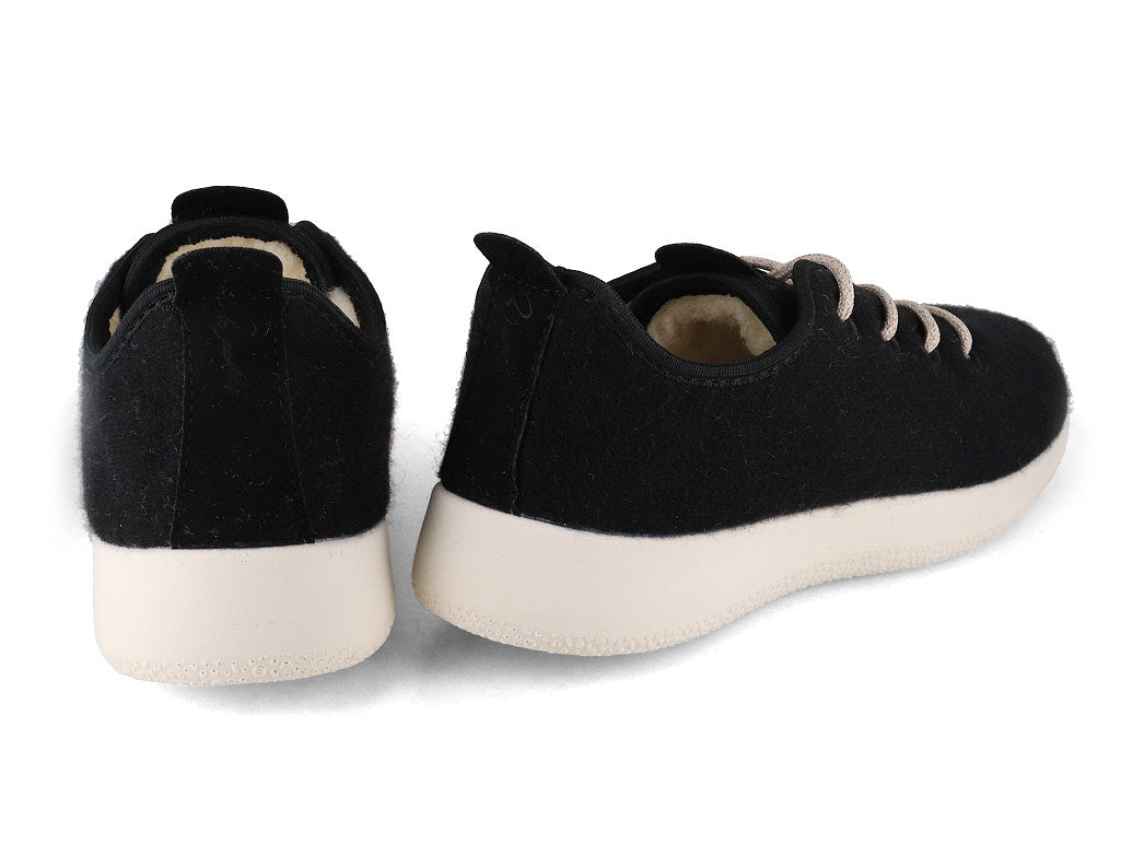Merino Woll-Sneaker - gefüttert, schwarz