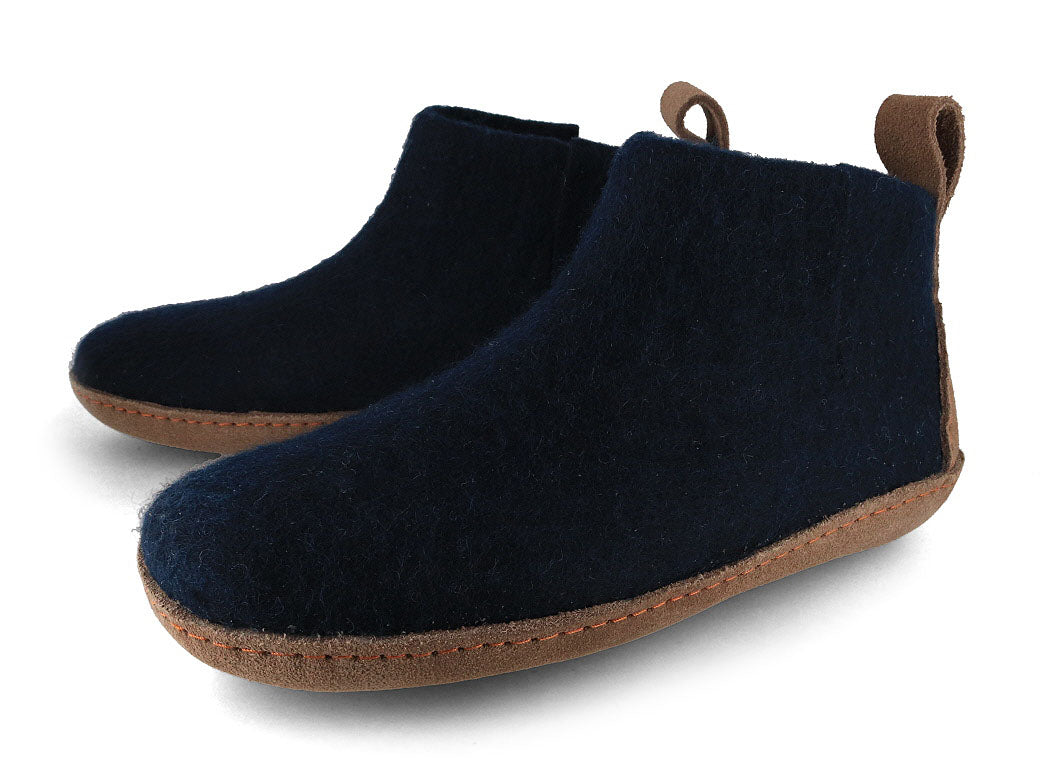 Hüttenschuhe mit Ledersohle Yeti, blau