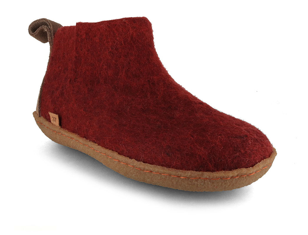 Hüttenschuhe mit Gummisohle Yeti, dunkelrot