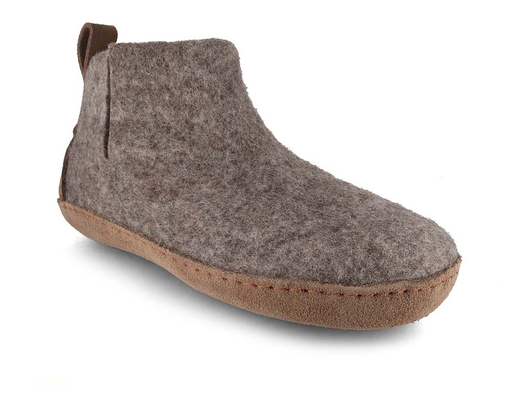 Hüttenschuhe mit Ledersohle Yeti, steingrau