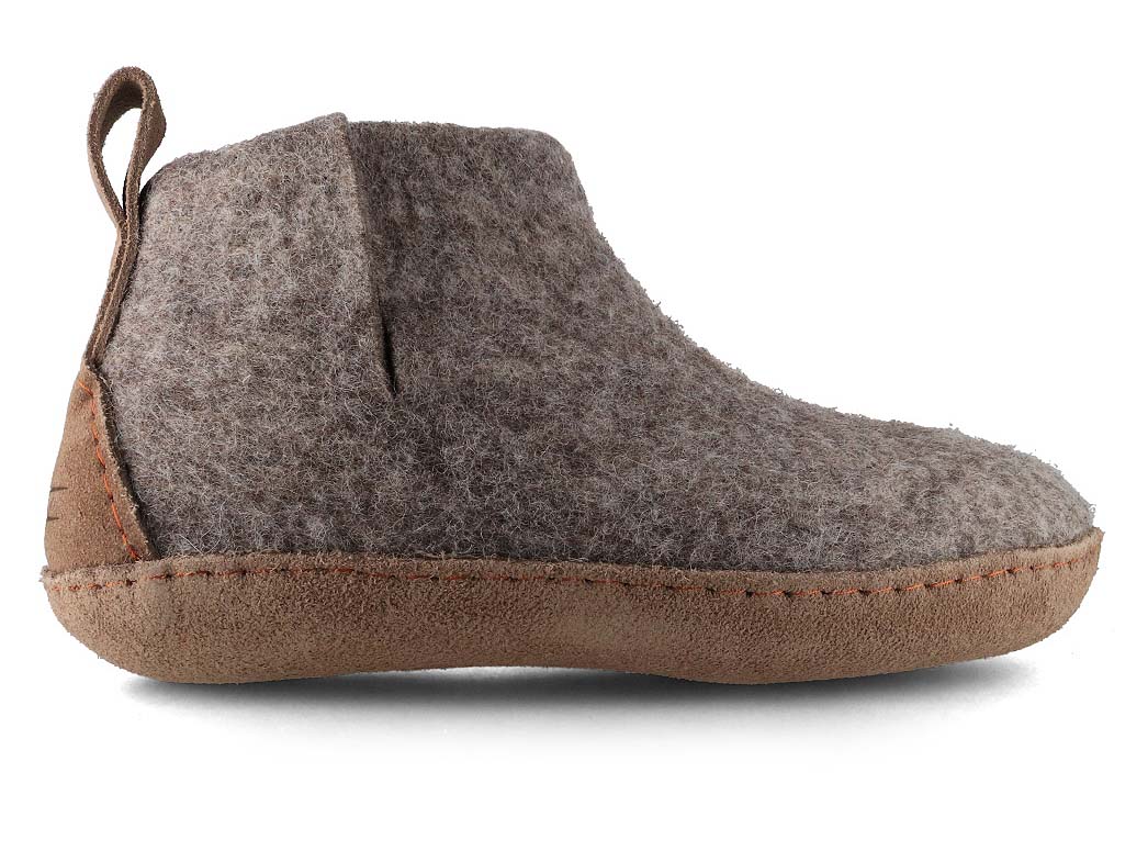 Hüttenschuhe mit Ledersohle Yeti, steingrau