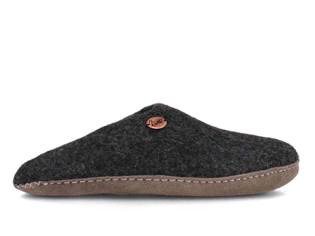 Offene Filzpantoffeln ohne Fersenrand Tibet, graphit