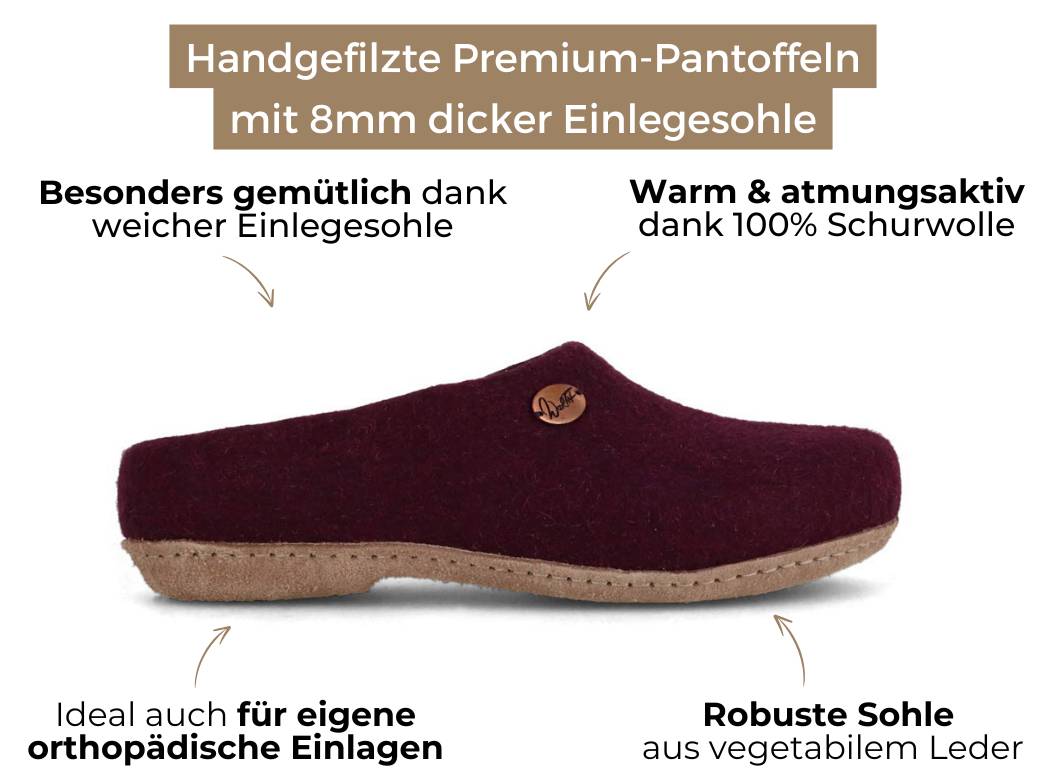 Filzpantoffeln mit Einlagen Classic, lila