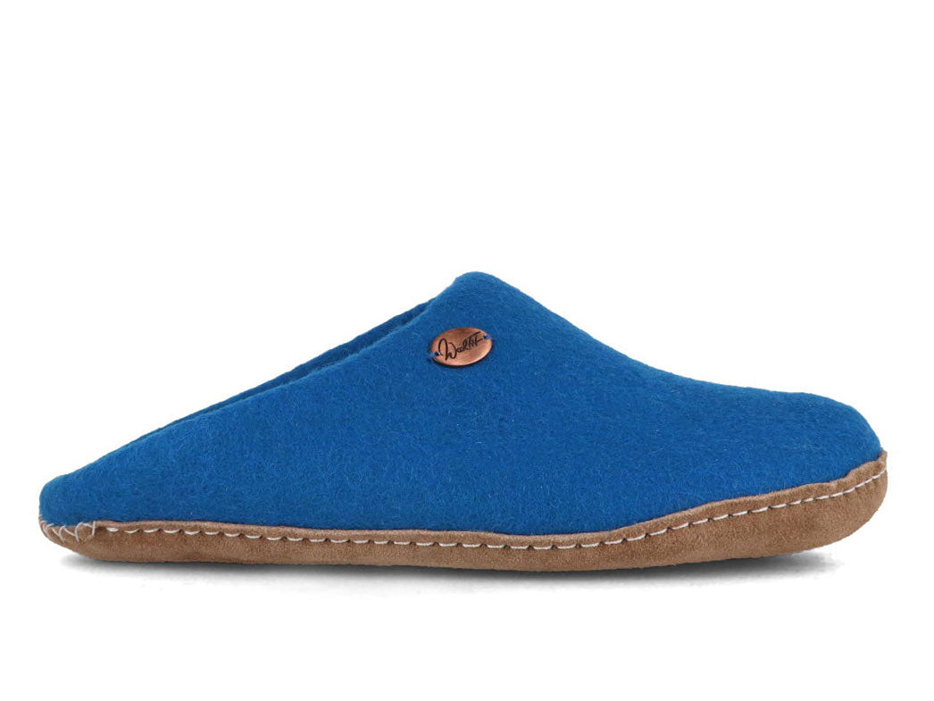 Offene Filzpantoffeln ohne Fersenrand Tibet, blau