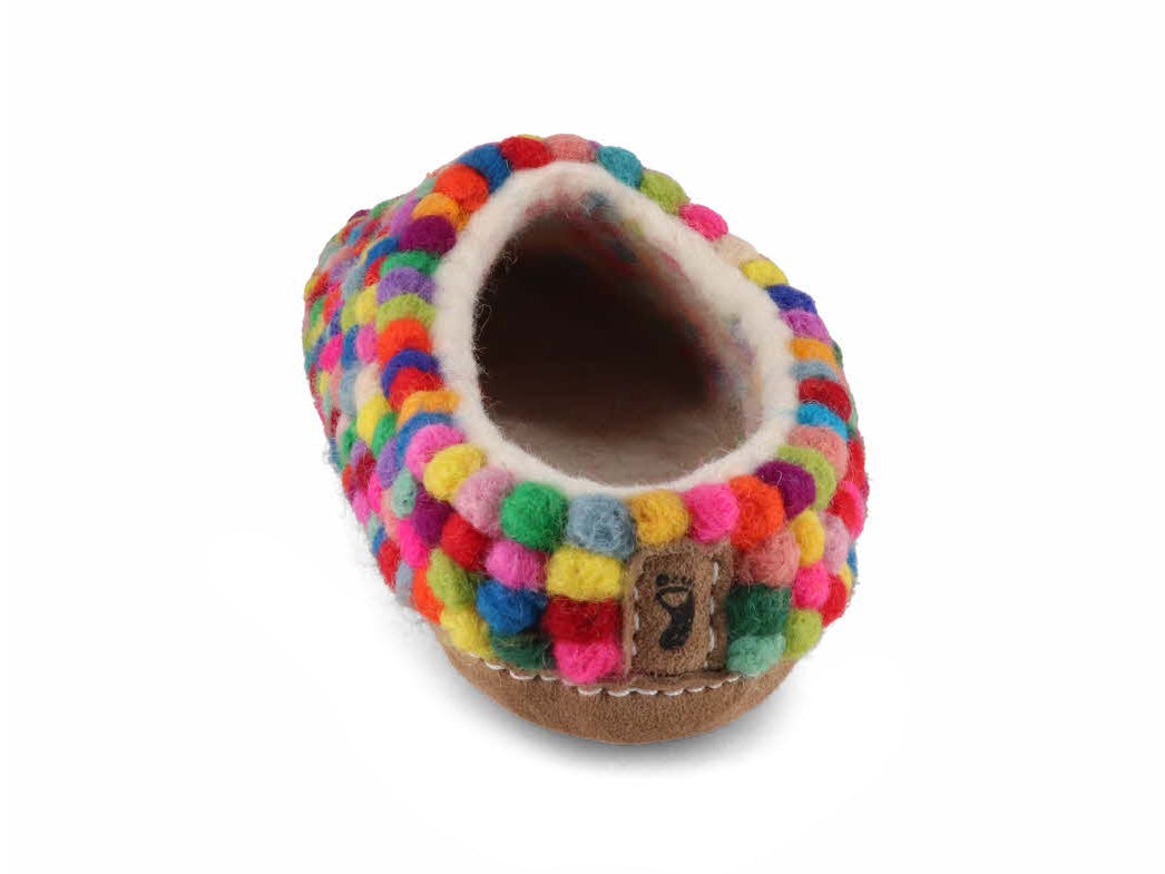 Barfuß-Hausschuhe Spezialedition Filzkugeln Footprint, Mehrfarbig