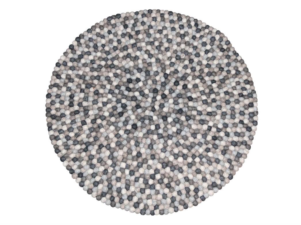 Filzkugelteppich 100cm rund, grau