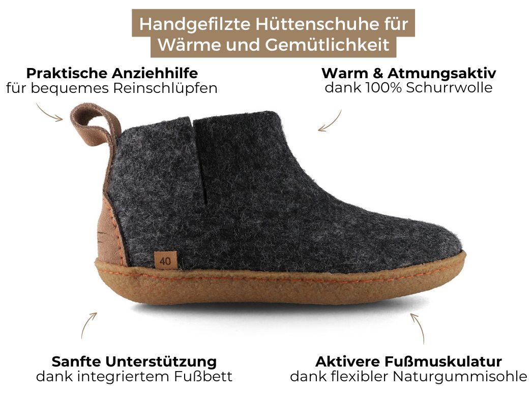 Hüttenschuhe mit Gummisohle Yeti, graphit