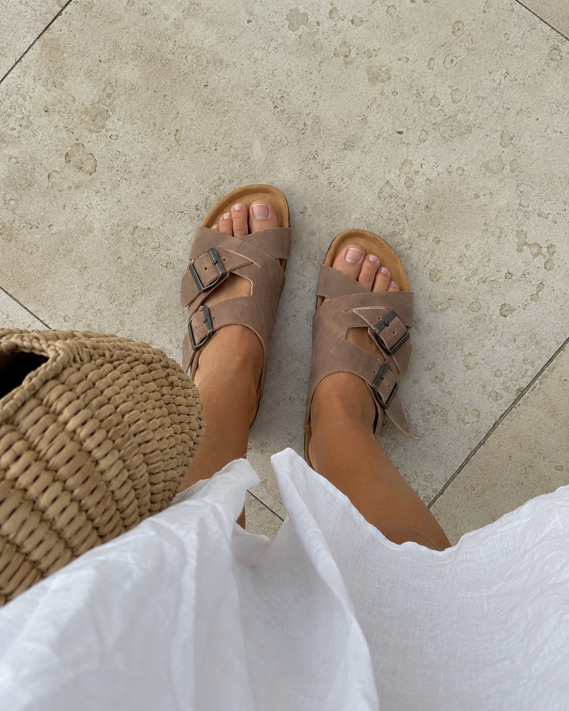 Tuffeln Borkum Ledersandale, beige
