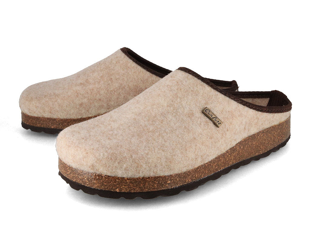 Tuffeln Komfort vegane Filzpantoffeln, beige