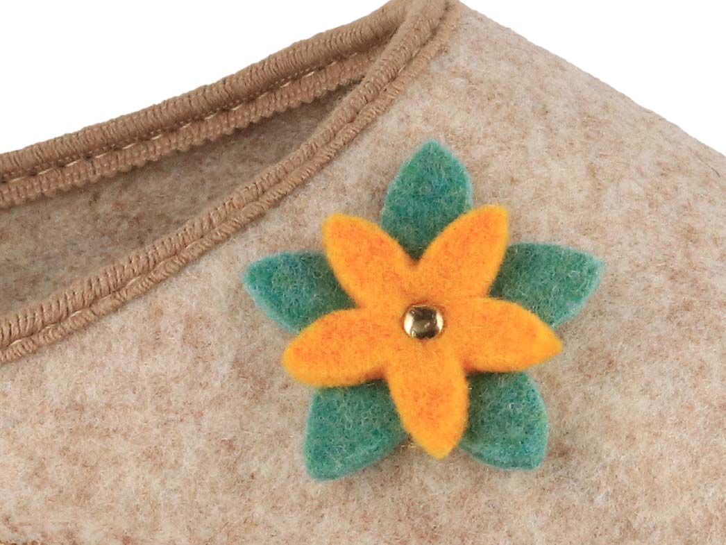 Tuffeln Blumig vegane Filzpantoffeln, beige
