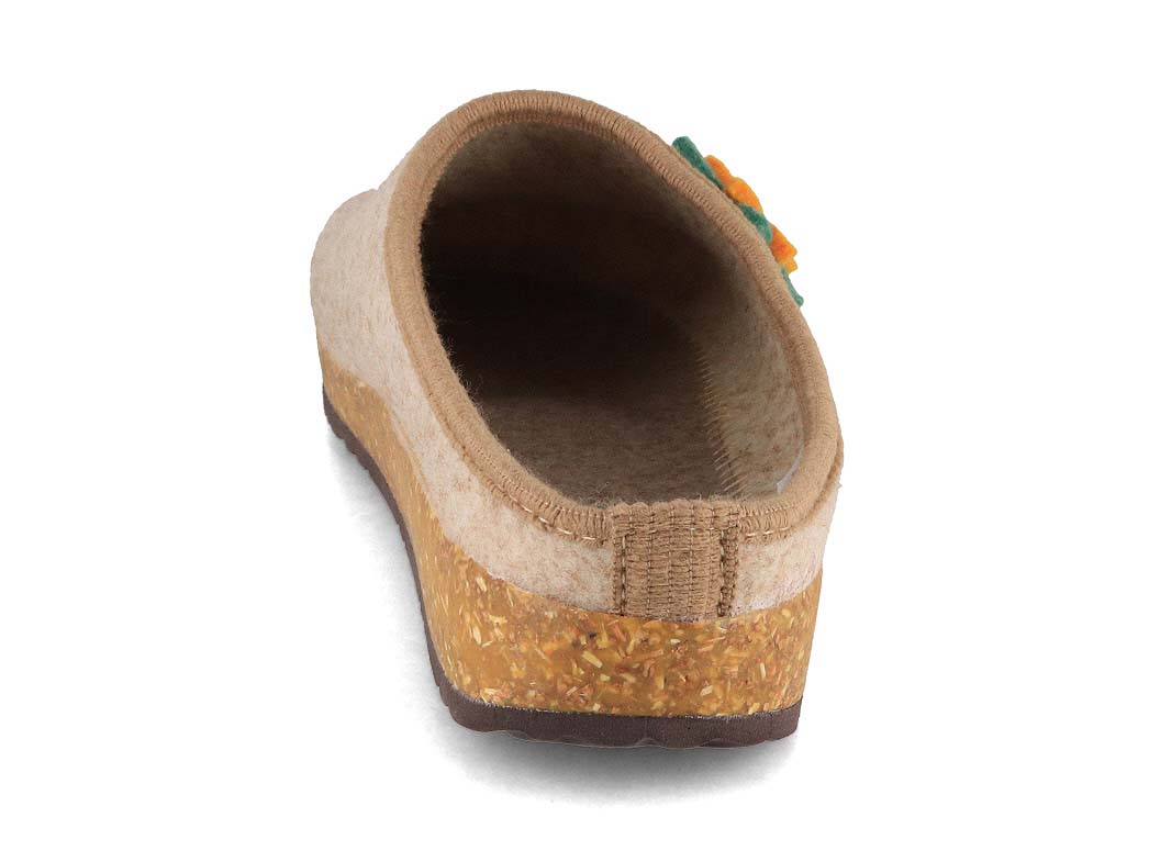 Tuffeln Blumig vegane Filzpantoffeln, beige