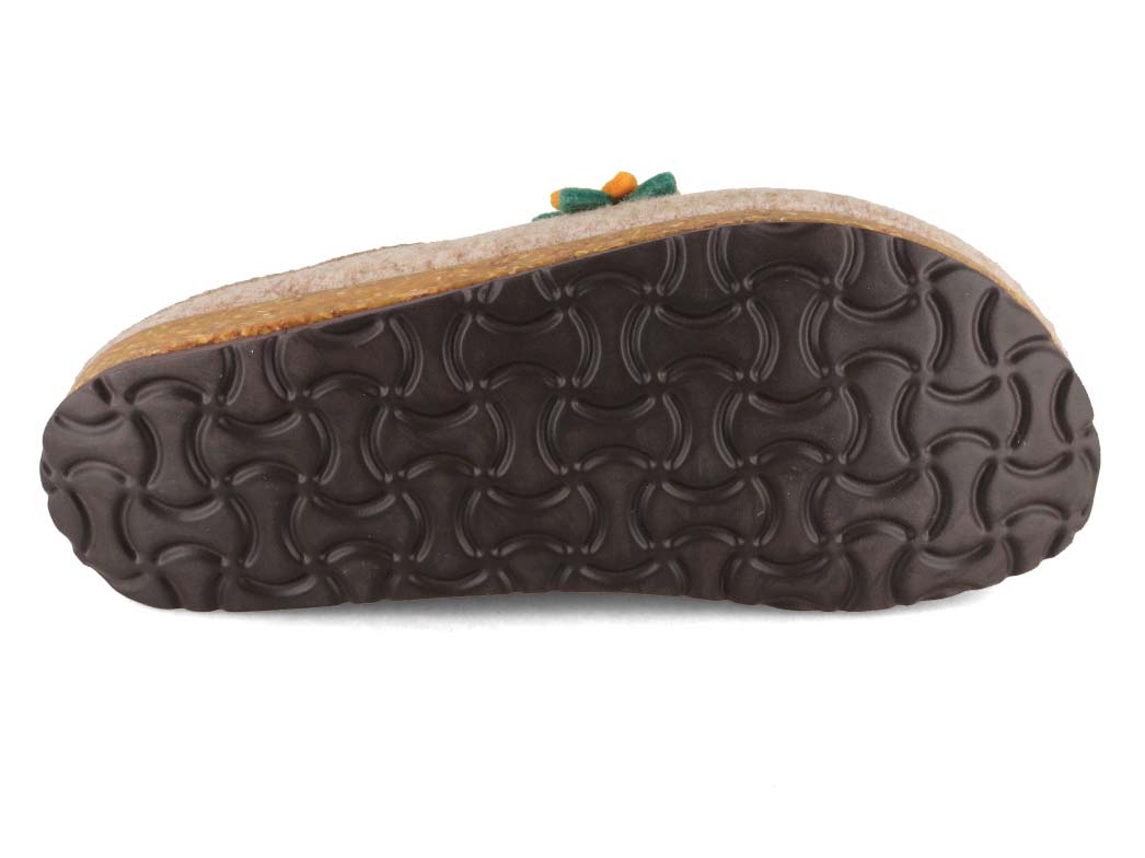 Tuffeln Blumig vegane Filzpantoffeln, beige