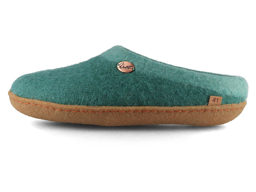 Sherpa Filzpantoffeln mit Fußbett & Naturgummisohle, grün