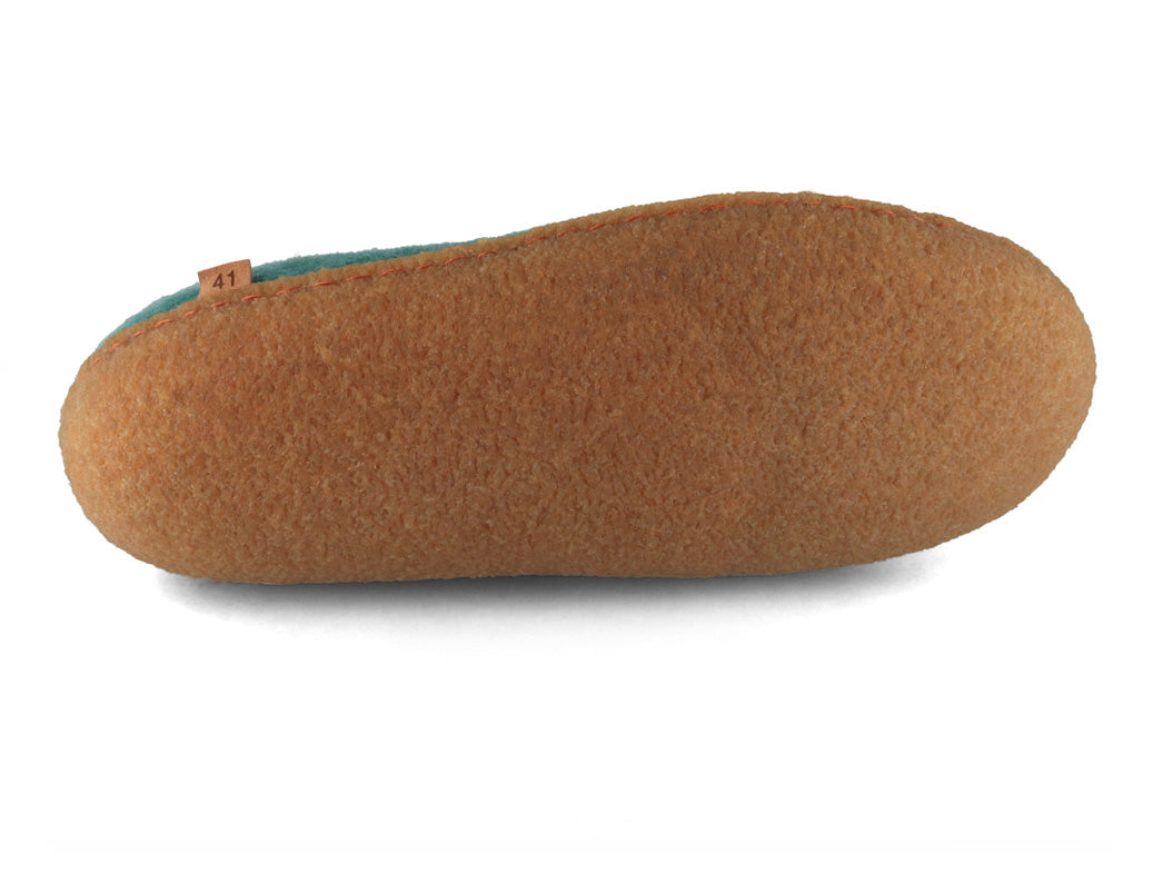 Sherpa Filzpantoffeln mit Fußbett & Naturgummisohle, grün
