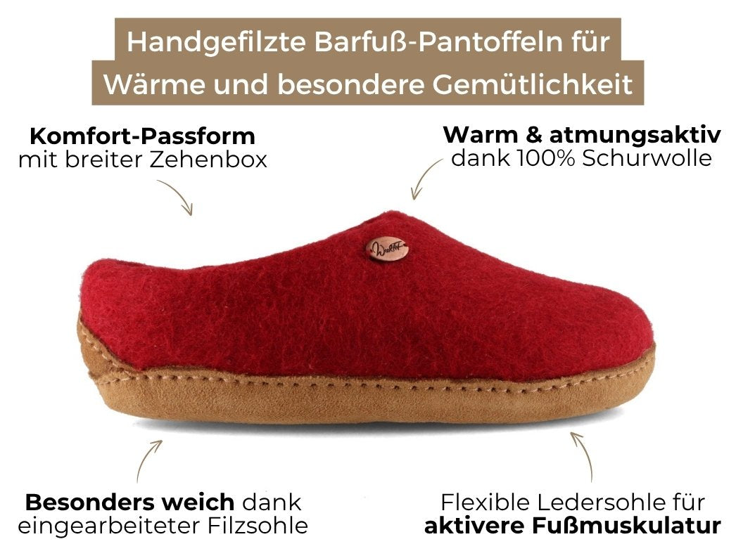 Chaussons pieds nus Footprint, rouge foncé