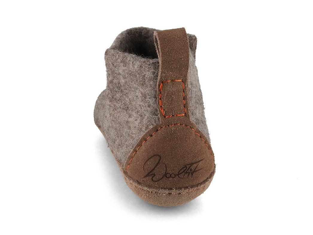 Hüttenschuhe mit Ledersohle Yeti, steingrau